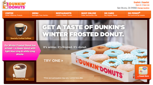 Dunkin' Donutsのホームページより
