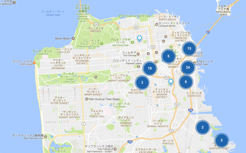 サンフランシスコのAT&T Fiber提供地域（AT&T Fiberのカバレッジマップより）