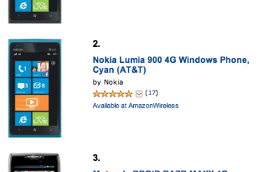 Lumia 900がAmazonでベストセラーに