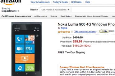 Lumia 900がAmazonでさらに値下げ