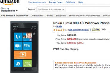 Lumia 900がAmazonで半額